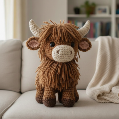 Cozy Highland Cow Shaped Pillow