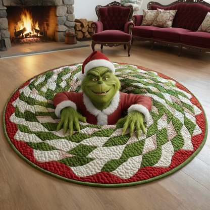 Green Monster’s Holiday Swirl Quilted Round Mat