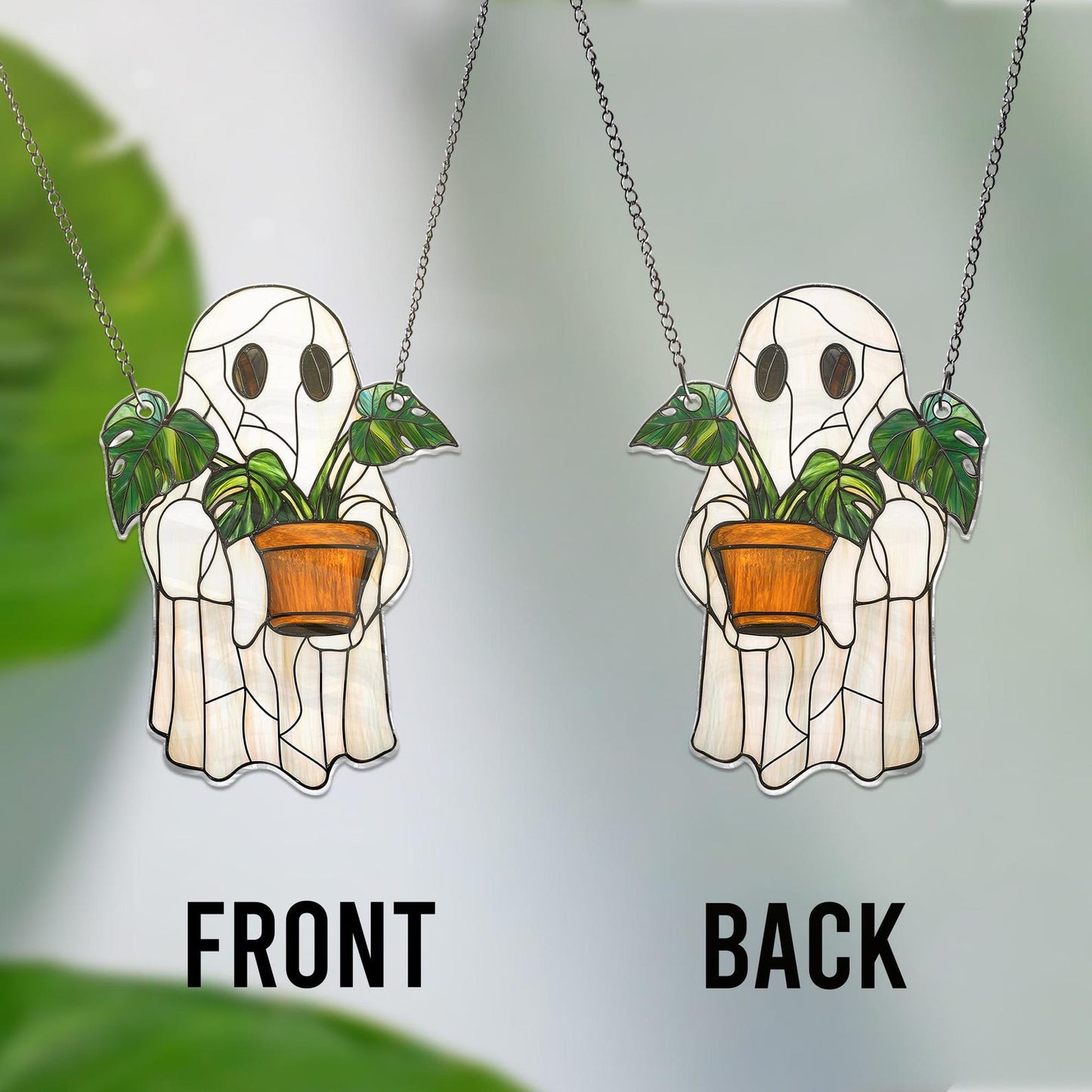 Cute Ghost Monstera Acrylic  - Personalized Acrylic Window