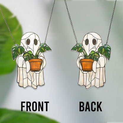 Cute Ghost Monstera Acrylic  - Personalized Acrylic Window