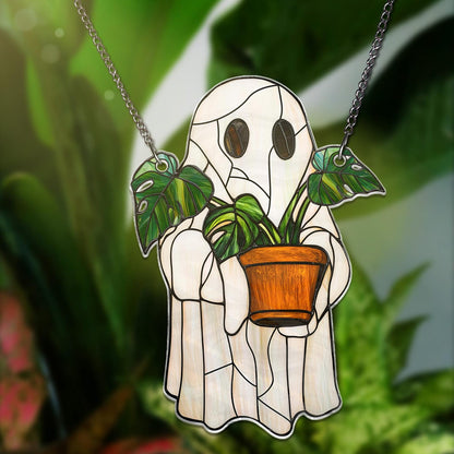 Cute Ghost Monstera Acrylic  - Personalized Acrylic Window