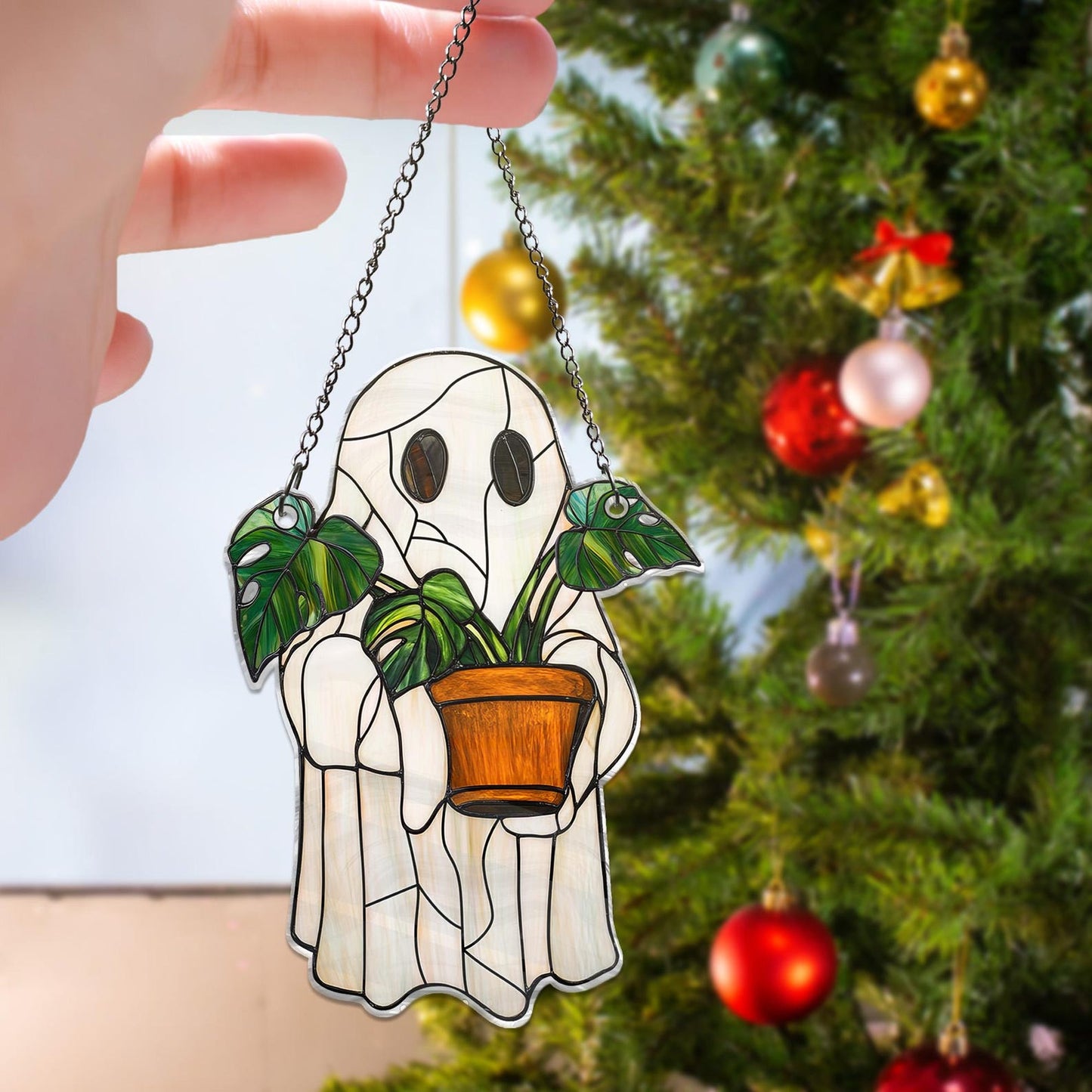Cute Ghost Monstera Acrylic  - Personalized Acrylic Window