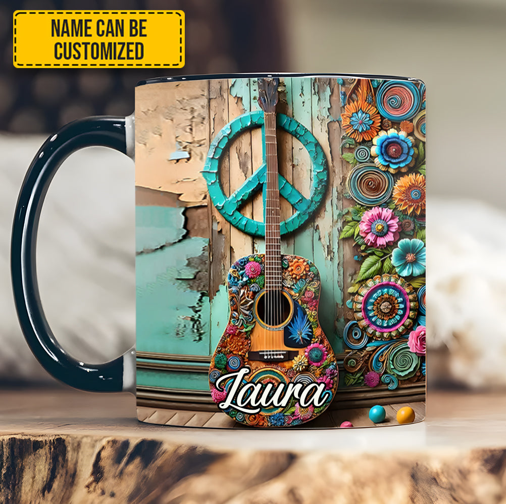 Guitar & Hippie accent mug - Personalized Accent Mug