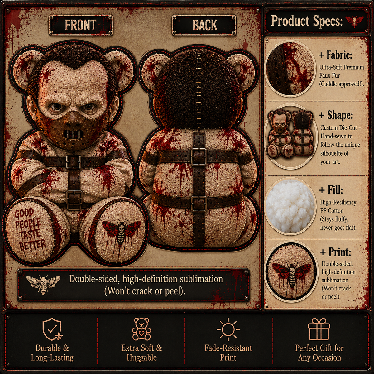Hannibal Lecter Horror Custom Shape Pillow – Creepy Halloween Collector Gift