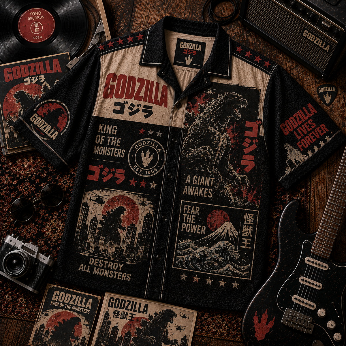 Godzilla King of the Monsters Vintage Hawaiian Shirt