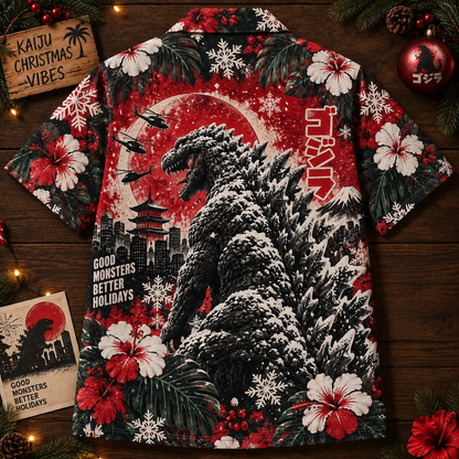 Godzilla Kaiju Christmas Vibes Hawaiian Shirt
