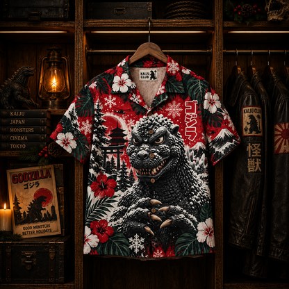 Godzilla Kaiju Christmas Vibes Hawaiian Shirt