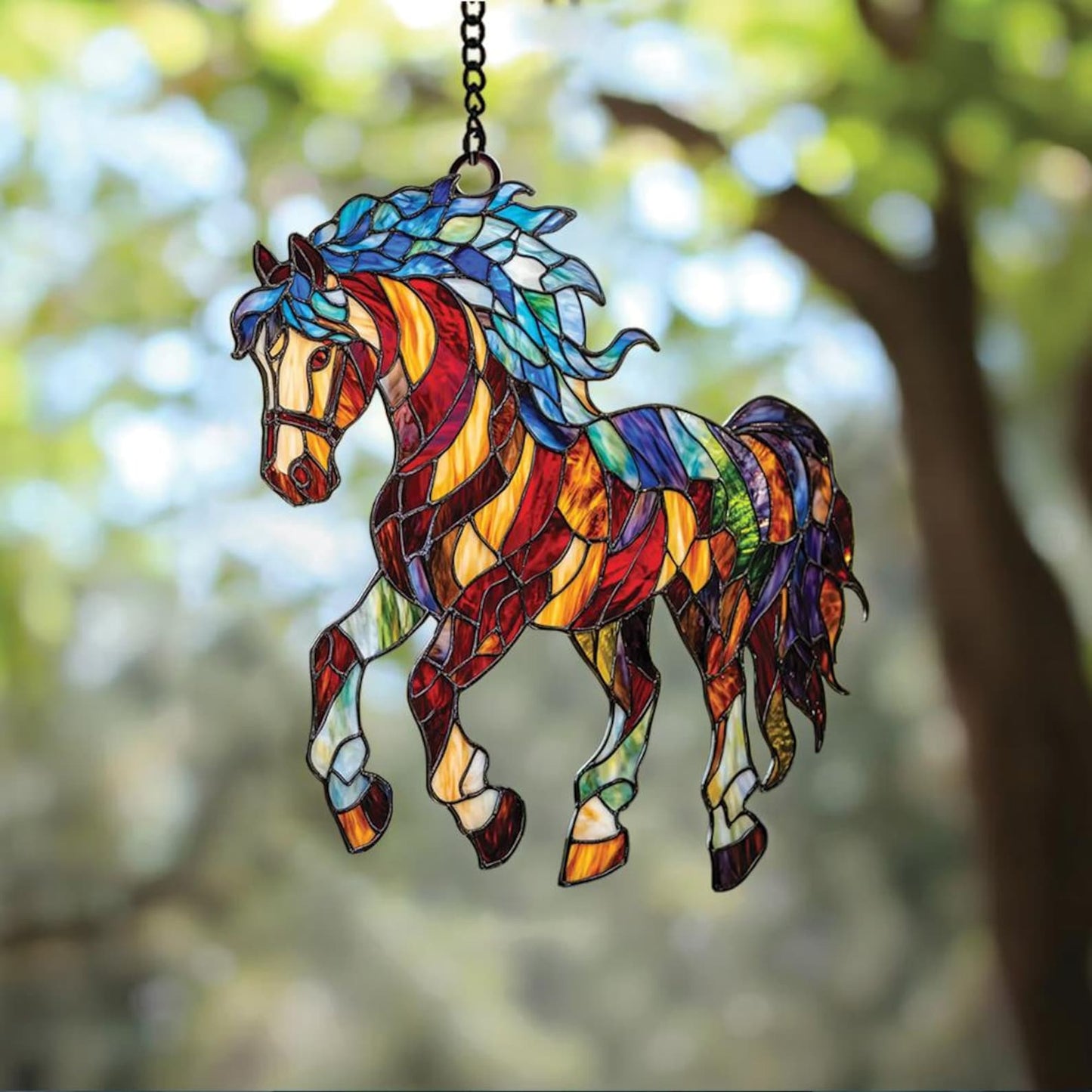 Colorful Horse - Personalized Shape Stained Glass Suncatcher