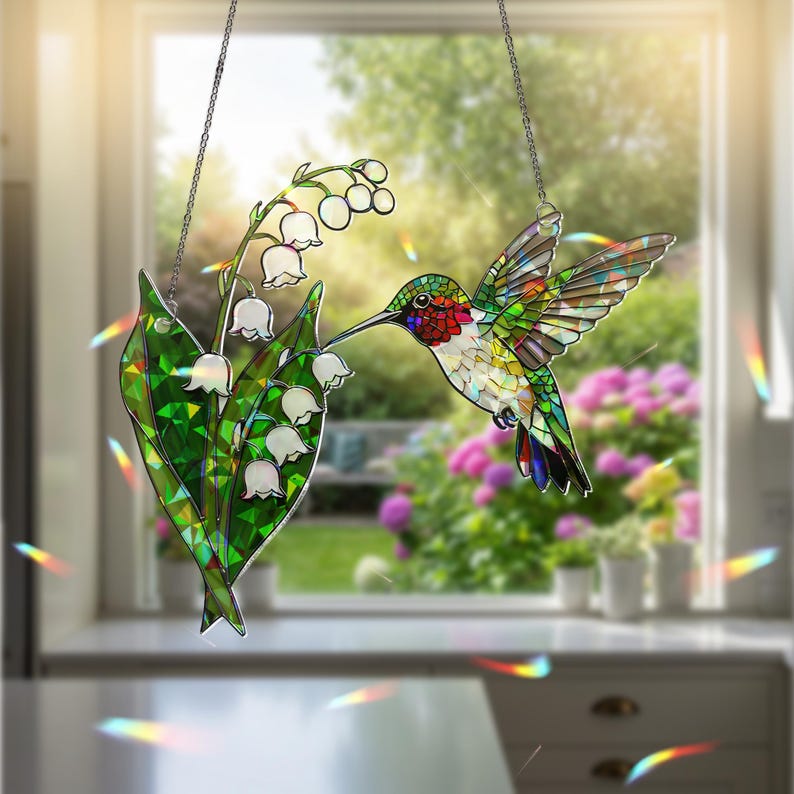 Hummingbird And Lily of valley Acrylic Hanging
