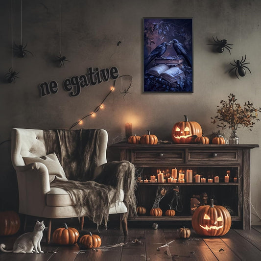 Vintage Witchy Wall Art, Witch Canvas, Witch Halloween Poster, Wall Decor