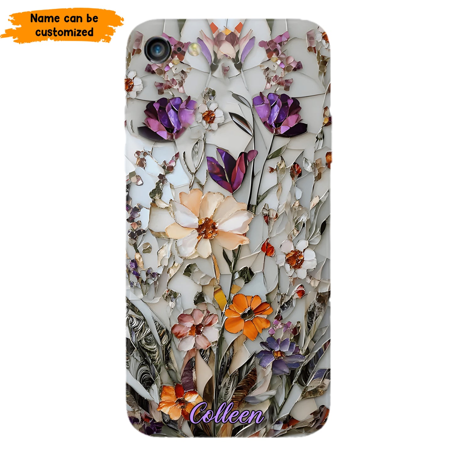 Mosaic Pressed Flowers – Personalized Phone Case