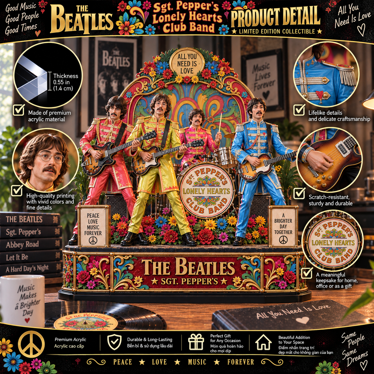 The Beatles Sgt. Pepper’s – Collectible Acrylic Plaque Table Decor