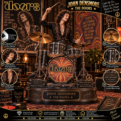 John Densmore The Doors Drummer – Collectible Acrylic Plaque Table Decor