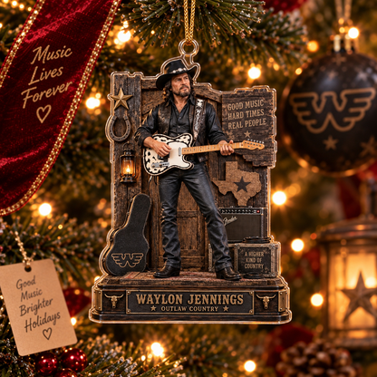 Waylon Jennings Collectible Christmas Ornament – Outlaw Country Music Legend Gift for Fans
