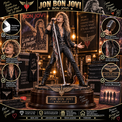 Jon Bon Jovi Rock ’N’ Roll Frontman – Collectible Acrylic Plaque Table Decor
