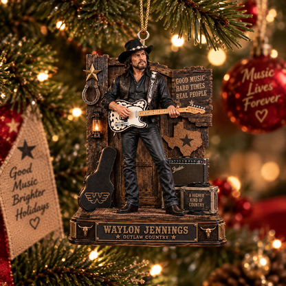 Waylon Jennings Collectible Christmas Ornament – Outlaw Country Music Legend Gift for Fans