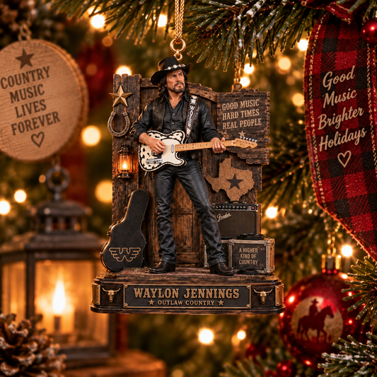 Waylon Jennings Collectible Christmas Ornament – Outlaw Country Music Legend Gift for Fans