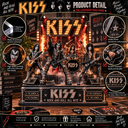 KISS Rock and Roll All Nite – Collectible Acrylic Plaque Table Decor
