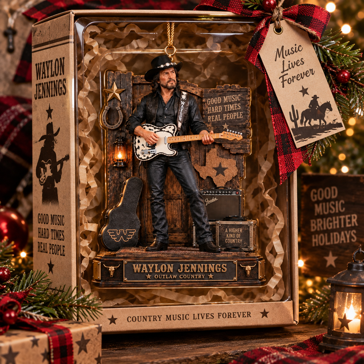 Waylon Jennings Collectible Christmas Ornament – Outlaw Country Music Legend Gift for Fans