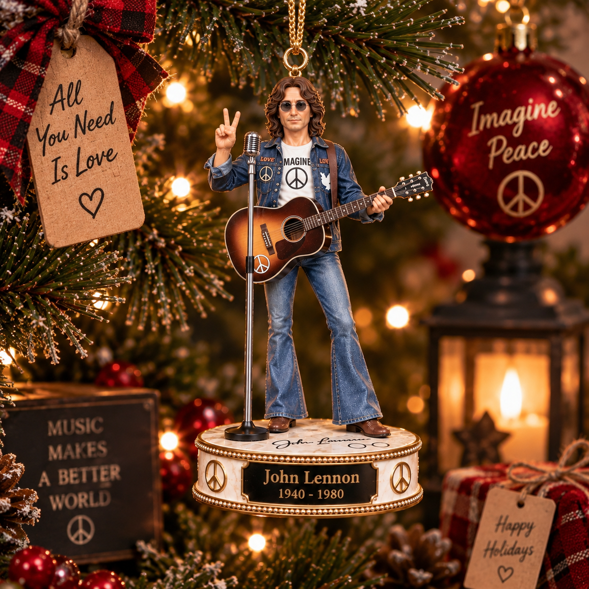John Lennon – The Beatles Collectible Christmas Ornament – Music Legend Gift for Fans