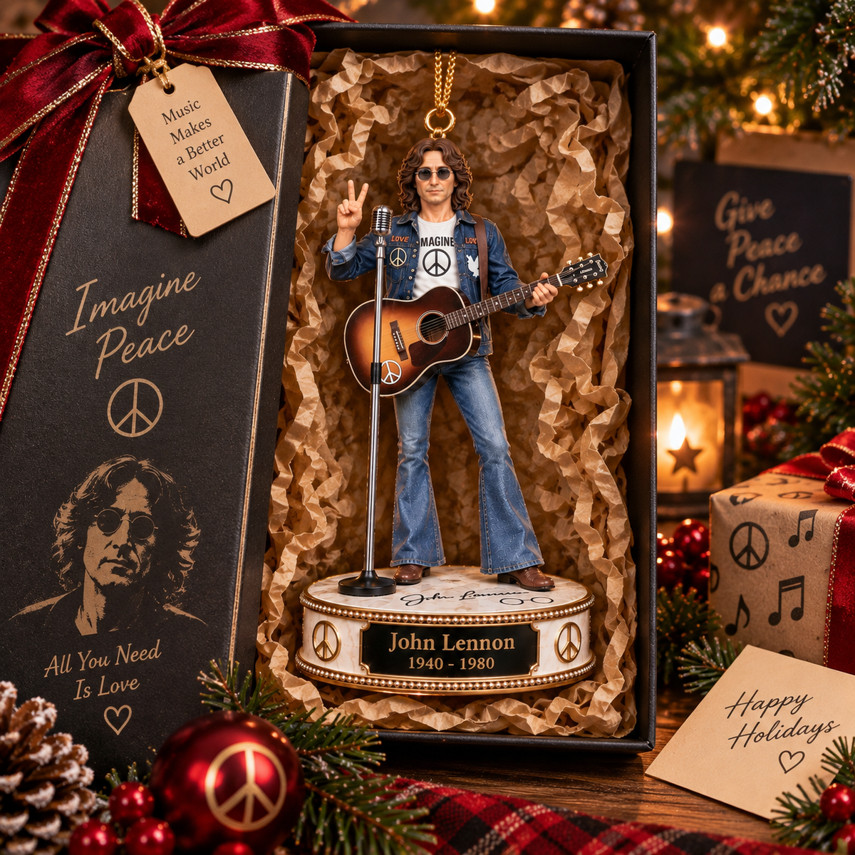 John Lennon – The Beatles Collectible Christmas Ornament – Music Legend Gift for Fans