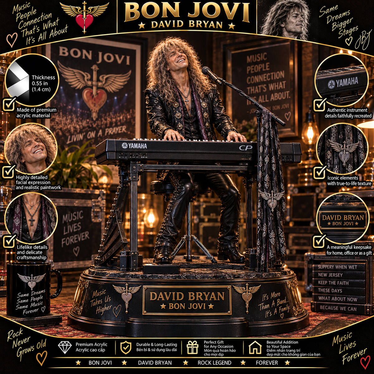 David Bryan Keyboard Legend – Bon Jovi – Collectible Acrylic Plaque Table Decor