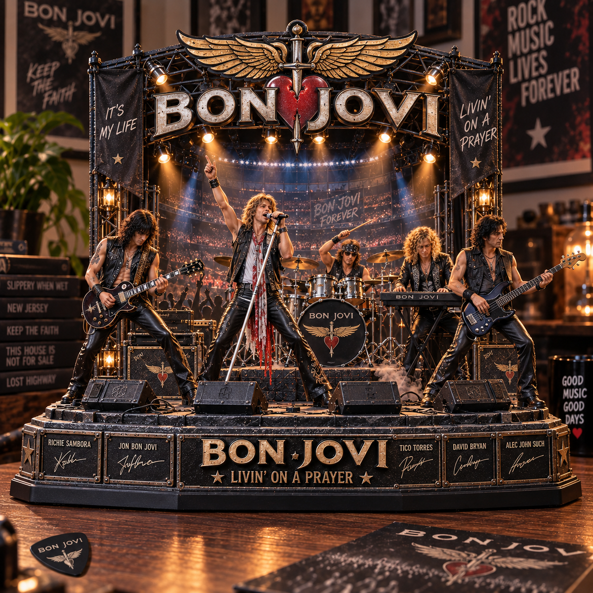 Bon Jovi Livin’ on a Prayer – Collectible Acrylic Plaque Table Decor