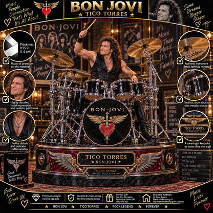 Tico Torres Drummer Legend – Bon Jovi – Collectible Acrylic Plaque Table Decor