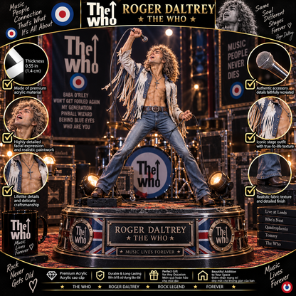 Roger Daltrey Rock ’N’ Roll Frontman – The Who – Collectible Acrylic Plaque Table Decor