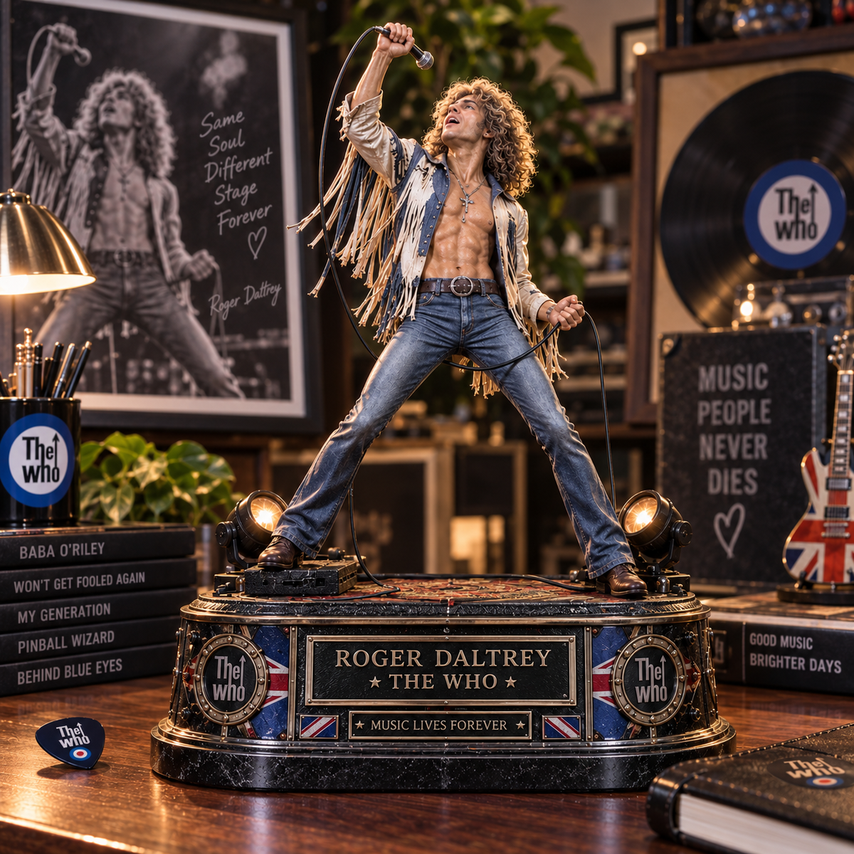 Roger Daltrey Rock ’N’ Roll Frontman – The Who – Collectible Acrylic Plaque Table Decor