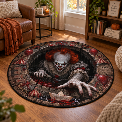 Pennywise Coming for You Round Mat – Scary Halloween Horror Rug