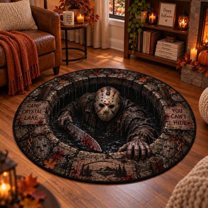 Jason Voorhees Coming for You Round Mat – Scary Halloween Horror Rug