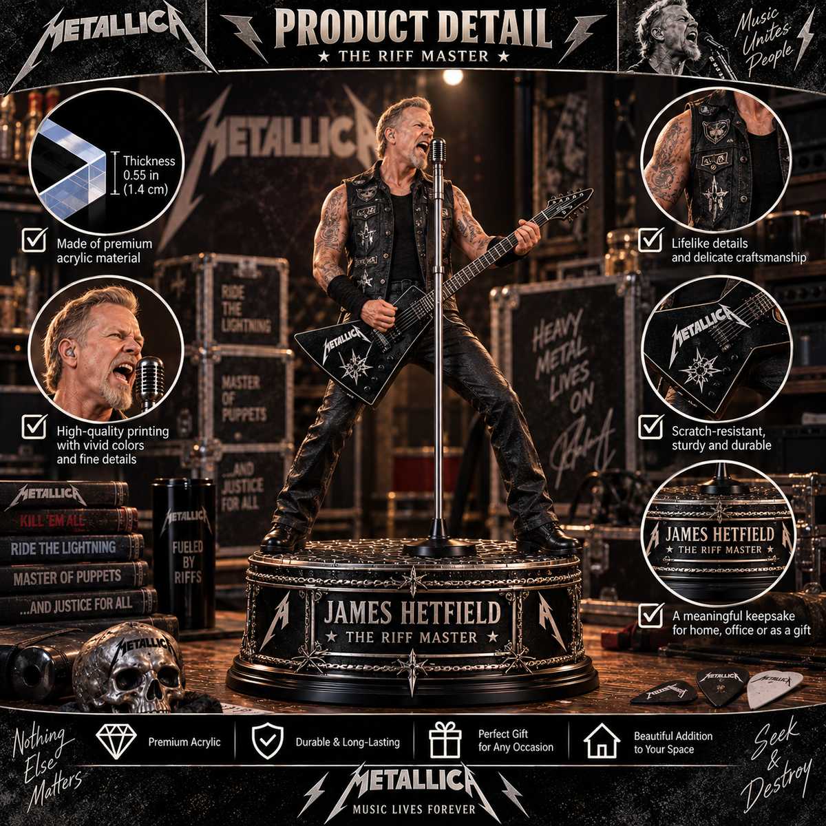 James Hetfield The Riff Master – Collectible Acrylic Plaque Table Decor