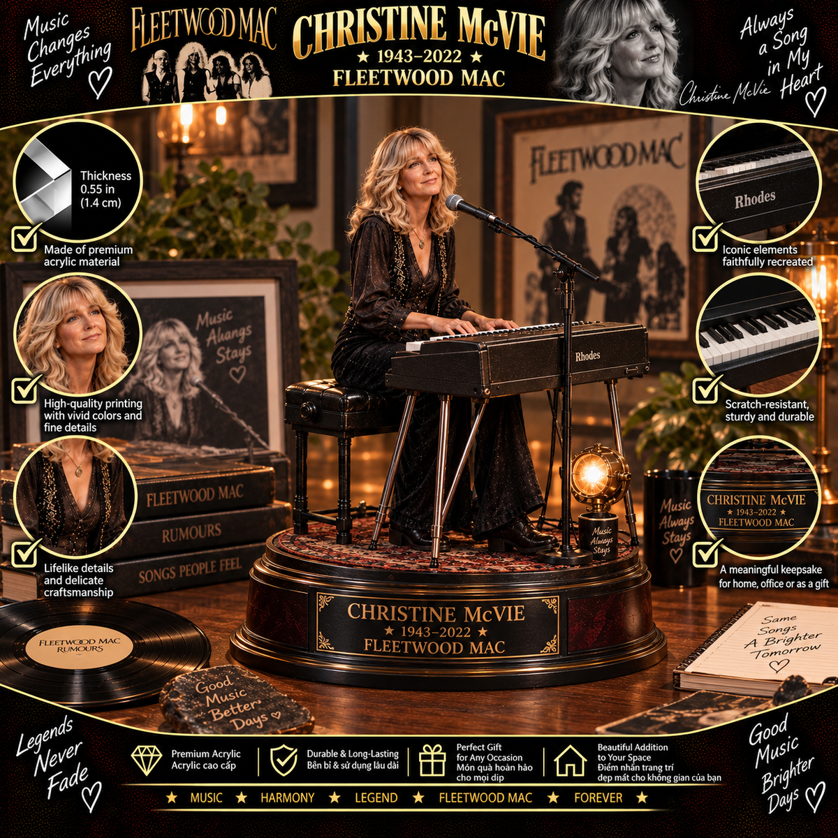 Christine McVie Fleetwood Mac – Collectible Acrylic Plaque Table Decor