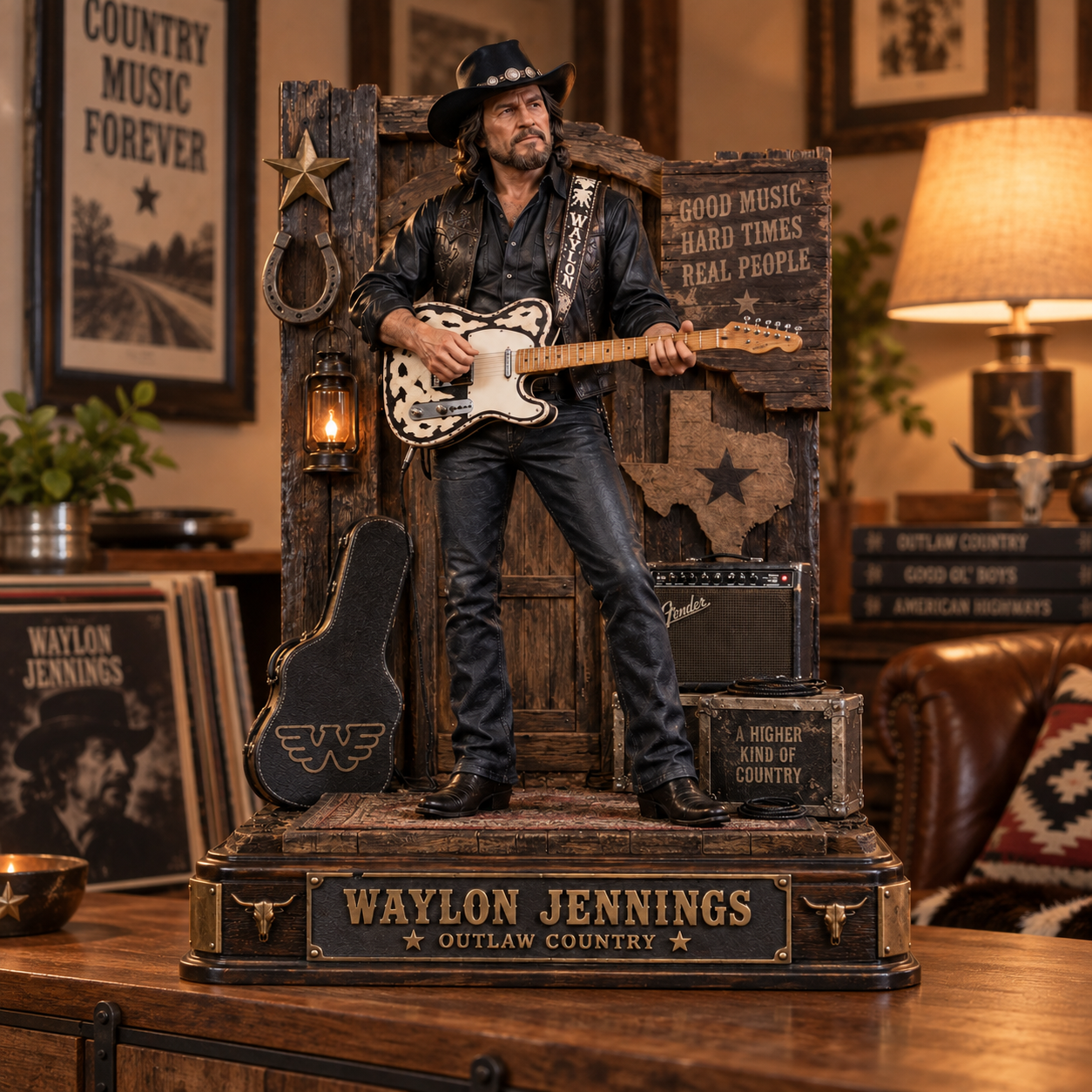 Waylon Jennings Outlaw Country – Collectible Acrylic Plaque Table Decor