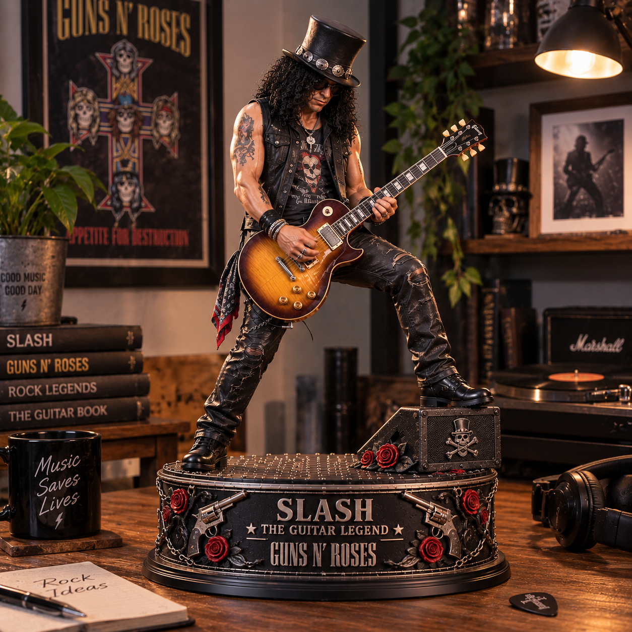 Slash The Guitar Legend – Guns N’ Roses Collectible Acrylic Plaque Table Decor