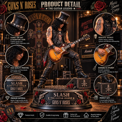 Slash The Guitar Legend – Guns N’ Roses Collectible Acrylic Plaque Table Decor
