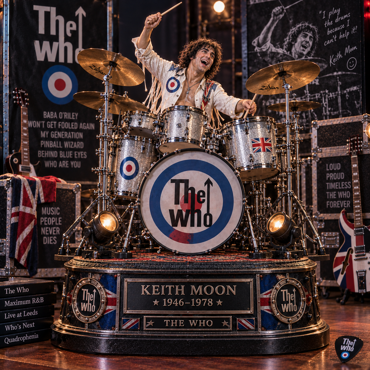 Keith Moon Drummer Legend – The Who – Collectible Acrylic Plaque Table Decor