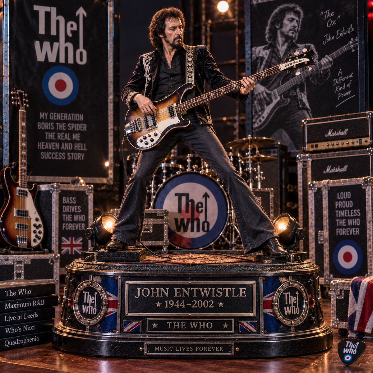 John Entwistle Bass Legend – The Who – Collectible Acrylic Plaque Table Decor