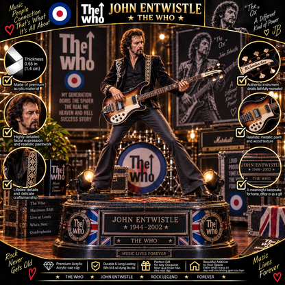 John Entwistle Bass Legend – The Who – Collectible Acrylic Plaque Table Decor