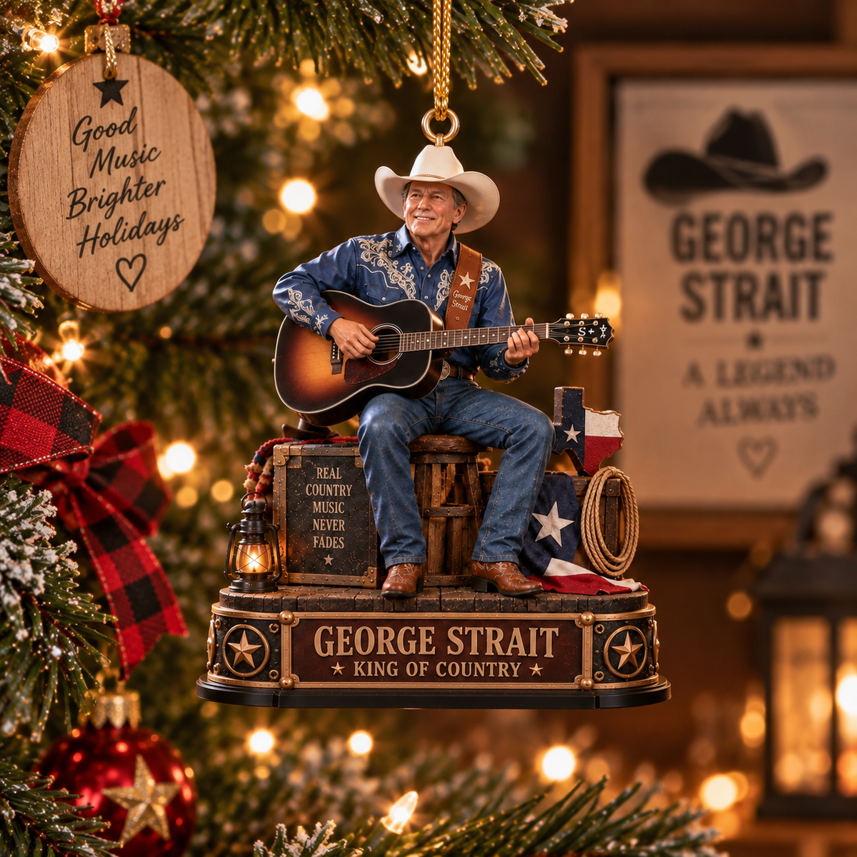 George Strait King of Country – Country Music Legend – Christmas Ornament