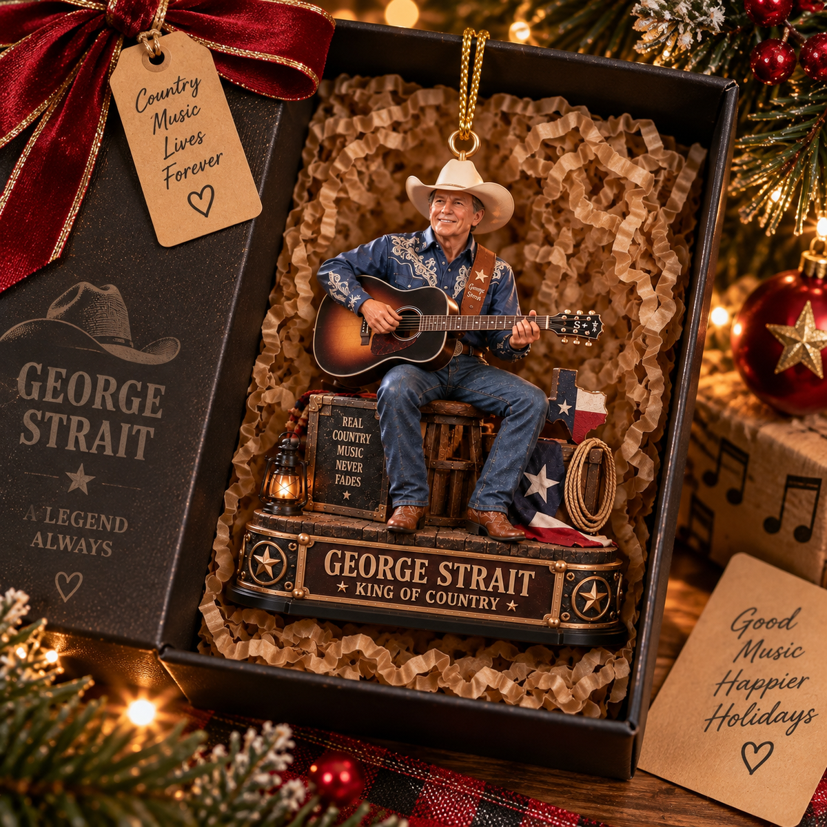 George Strait King of Country – Country Music Legend – Christmas Ornament