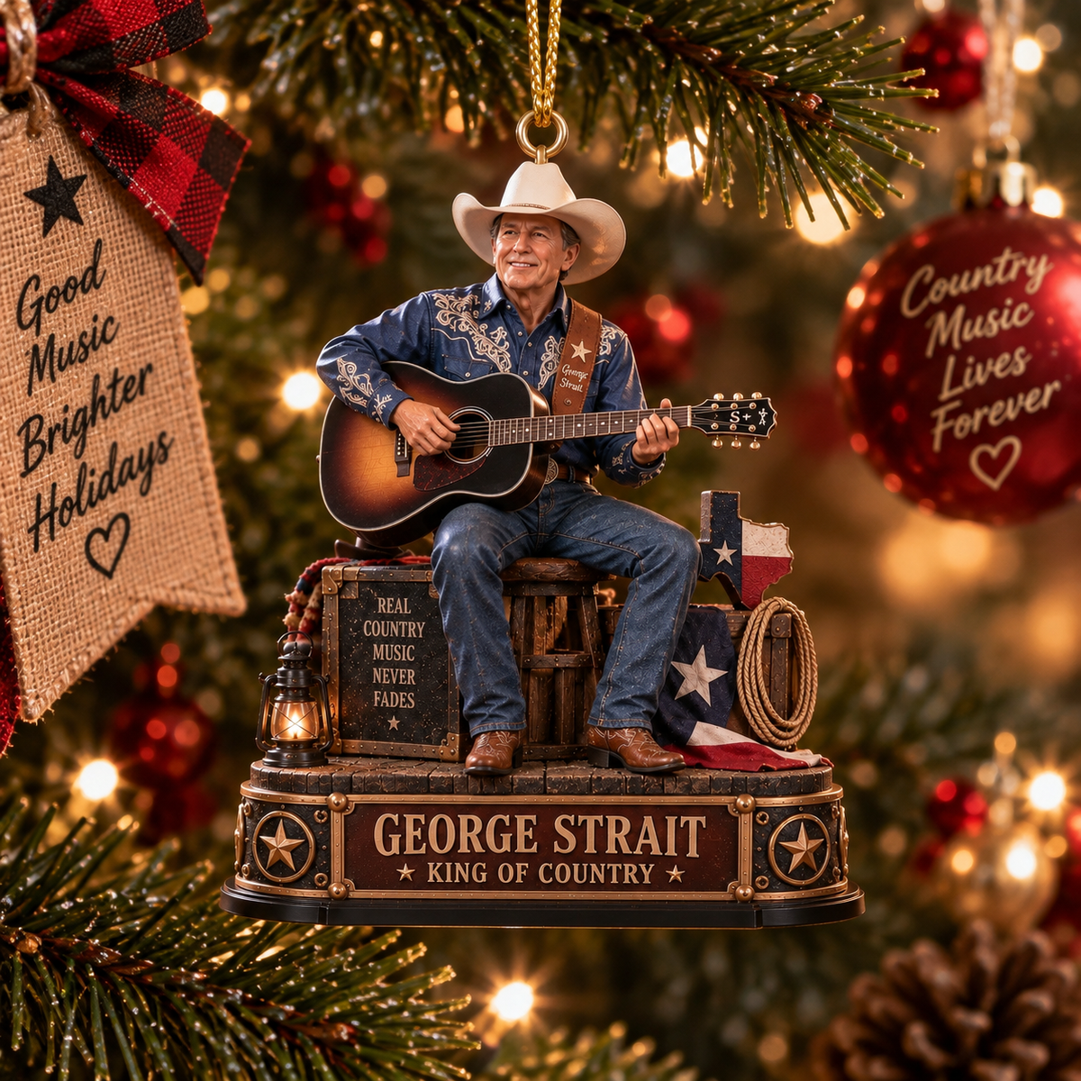 George Strait King of Country – Country Music Legend – Christmas Ornament