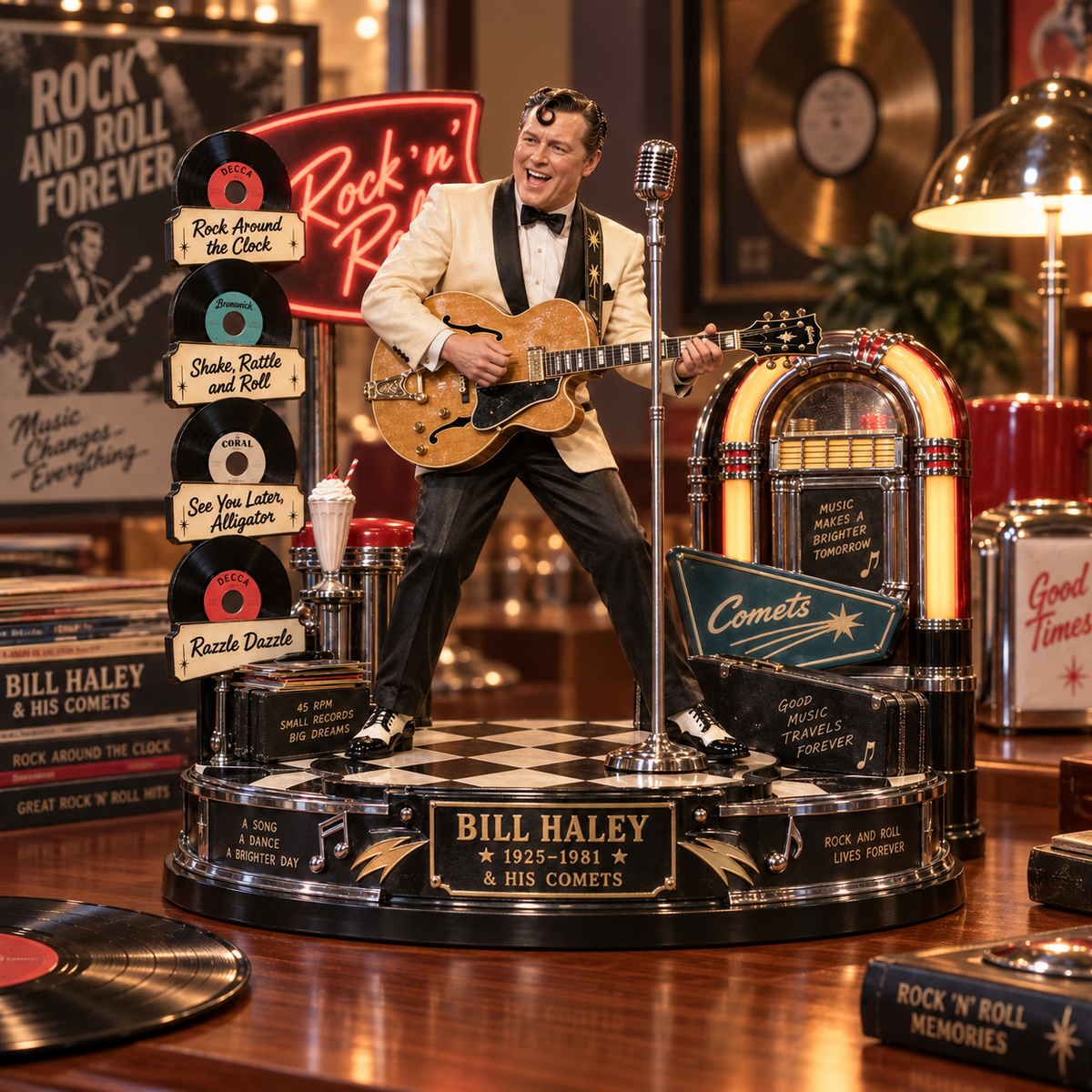 Bill Haley & His Comets – Rock Around The Clock – Collectible Acrylic Plaque Table Decor