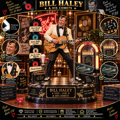 Bill Haley & His Comets – Rock Around The Clock – Collectible Acrylic Plaque Table Decor