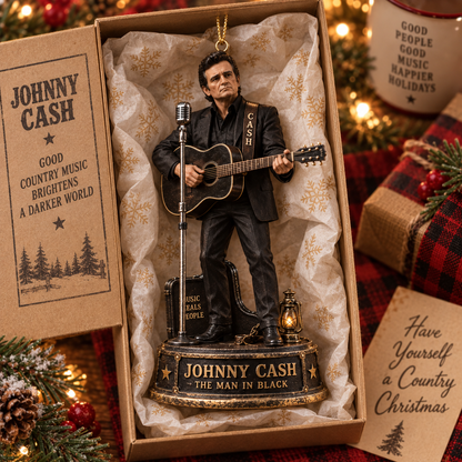 Johnny Cash Collectible Christmas Ornament – The Man in Black Gift for Fans