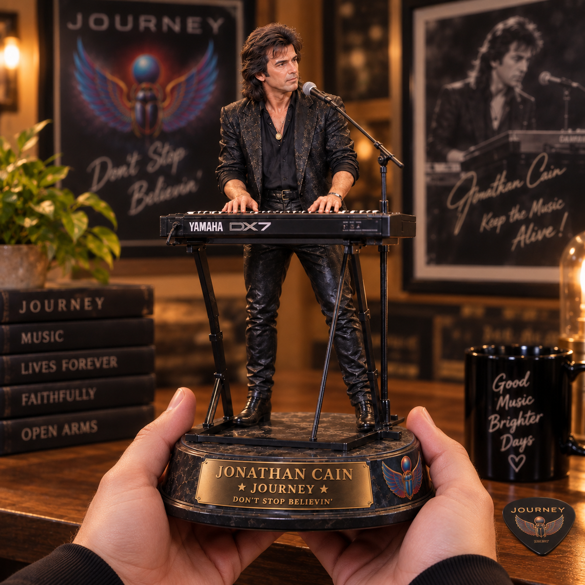Jonathan Cain Don’t Stop Believin’ – Journey Collectible Acrylic Plaque Table Decor