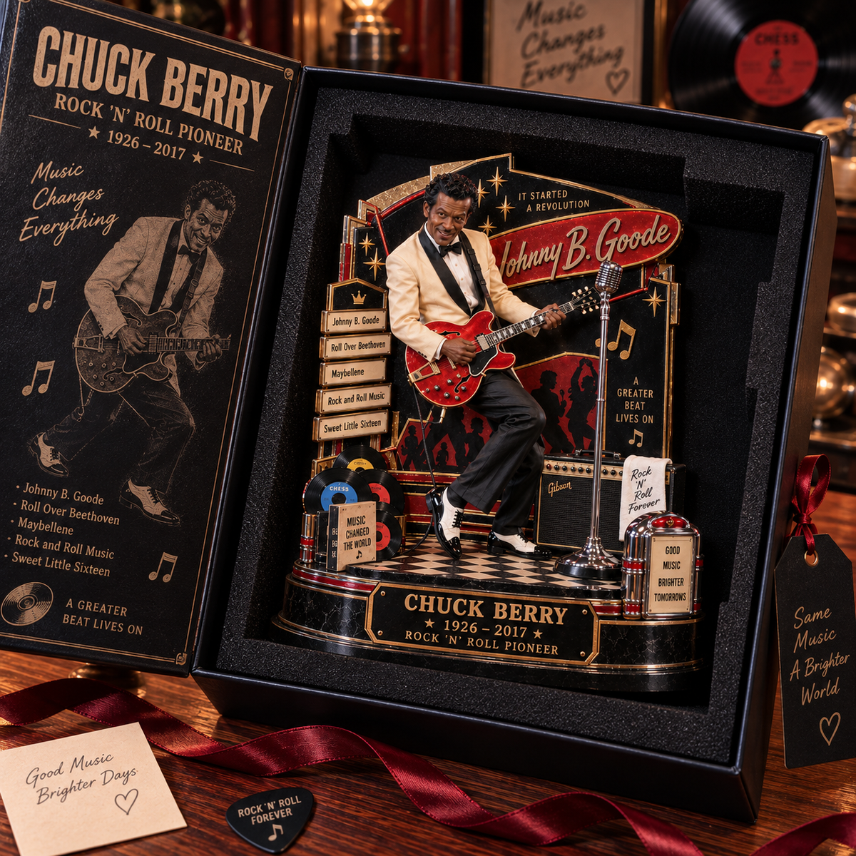 Chuck Berry Johnny B. Goode – Rock ’N’ Roll Pioneer – Collectible Acrylic Plaque Table Decor