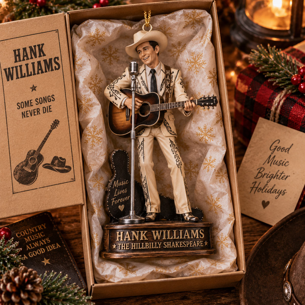 Hank Williams Collectible Christmas Ornament – Country Music Legend Gift for Fans