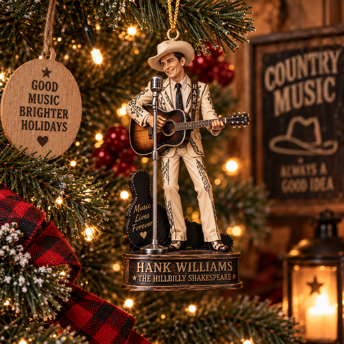 Hank Williams Collectible Christmas Ornament – Country Music Legend Gift for Fans